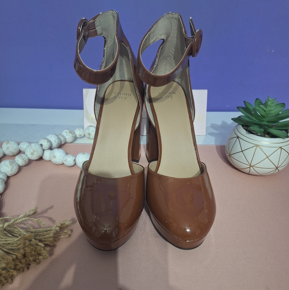 Brown Ankle Strap Heels